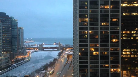 Chicago Buildings in Winter Stock-Footage 35903977