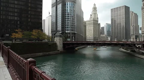 Chicago Canal Bridge Stock-Footage 40268322