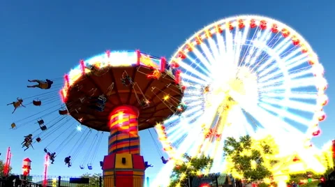 Chicago Carousel &amp; Ferris Wheel No.1 Stock Footage 45398234