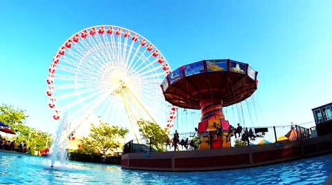 Chicago Carousel &amp; Ferris Wheel No.3 Video stock 45399319