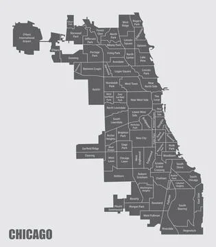 Chicago City administrative map Stock Illustration