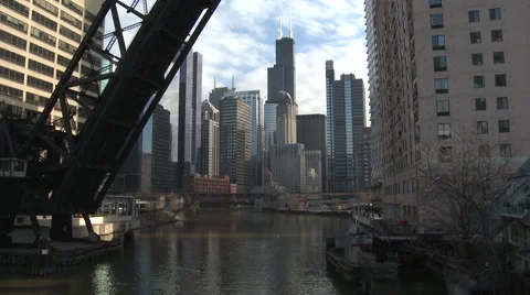 Chicago City with Bridge in Foreground Stock Footage 43155702