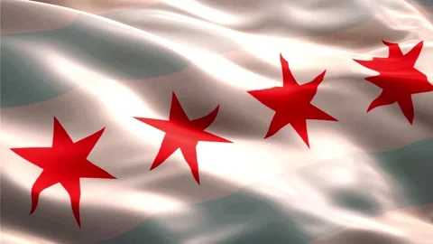 Chicago City Flag Stock Footage 235855008