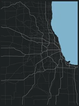 Chicago city map, master plan, scheme of road. Vector Ilustração Stock