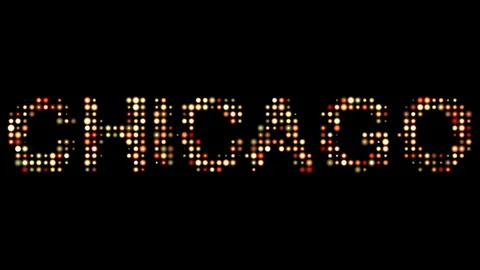 Chicago City Name in Bright Dotty Lights on Black Background Stock Footage 301926306
