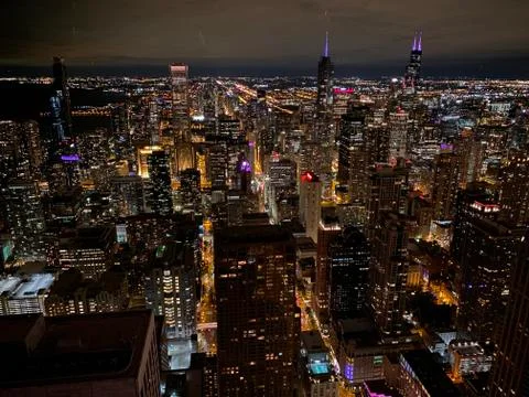 Chicago city at night Stock Photos