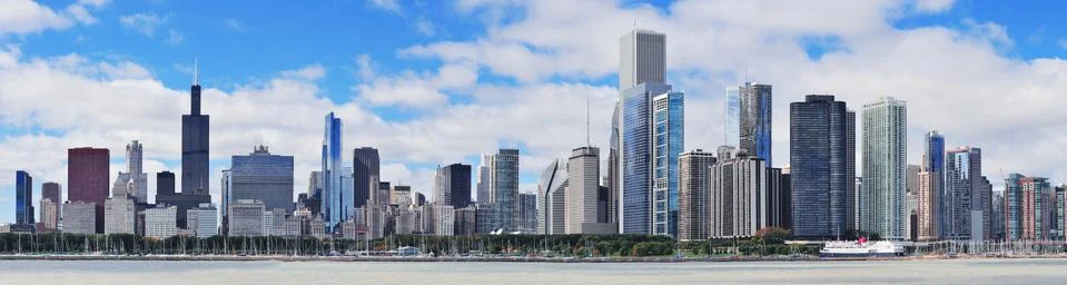 Chicago city urban skyline panorama Stock Photos