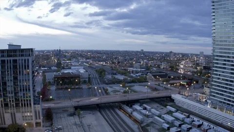 Chicago Cityscape, Railway, South Loop, Dusk-Dusk Time Lapse Stock Footage 89923801