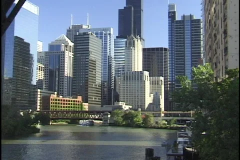 Chicago Cityscape on River 2 Stock-Footage 297022