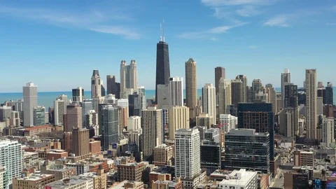 Chicago Cityscape in the Spring - Drone View Video stock 128641150