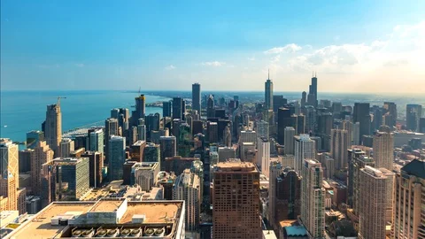 Chicago cityscape time-lapse from high above Stock Footage 95656680