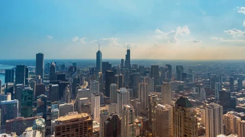 Chicago cityscape time-lapse from high above Stock Footage 96037340