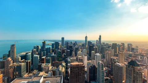 Chicago cityscape time-lapse from high above Stock Footage 97764181