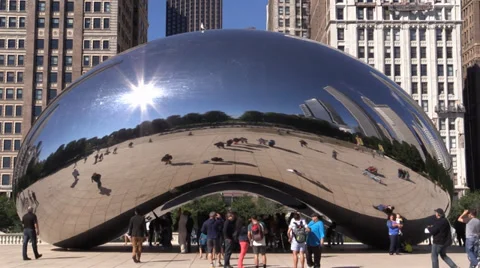 Chicago Cloud Gate "The Bean" Time-Lapse 01 Stock Footage 32708026