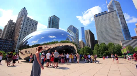 Chicago Cloud Gate Bubble Timelapse Stock Footage 23554205