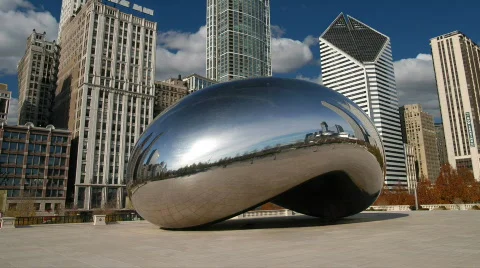 Chicago Cloud Gate No People HD Stock Footage 719979
