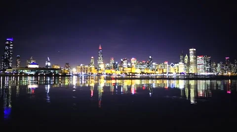 Chicago Cold Night Lake View Stock Footage 60242967
