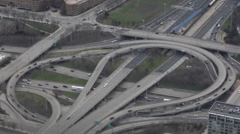 Chicago Commuters Interstate 290, Circle Interchange, Traffic Jam, Congestion Stock Footage 24704524