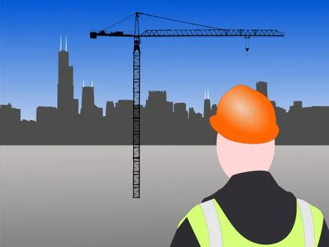 Chicago construction worker Ilustración de archivo
