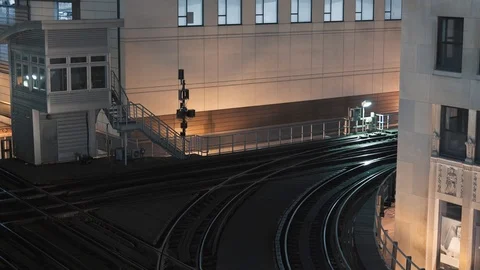 Chicago CTA Train Moving on Rails in 4K Stock Footage 104261075