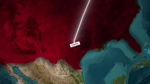 Chicago to Dallas Flight Path Animation on World Map Background Stock Footage 321755769