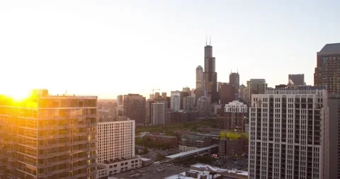 Chicago Downtown Day to Night Timelapse, Willis Tower Stock Footage