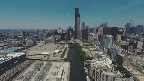 Chicago Downtown Loop Aerial Summer 4 Stock Footage 78388027