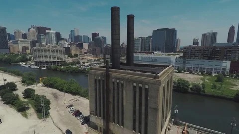 Chicago Downtown Loop Aerial Summer Smoke Stacks Stock Footage 78390846