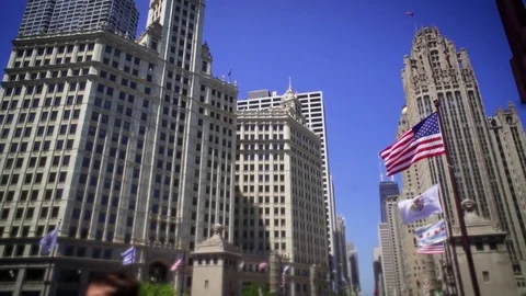 Chicago downtown Pan down building to bridge Stock Footage 78648339