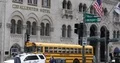 Chicago Downtown People and Cars Traffic in Front of Allerton Hotel Building USA 4k or 4k+ Resolution