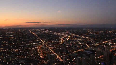 Chicago downtown from Sears Tower at night Vídeo Stock 36740631