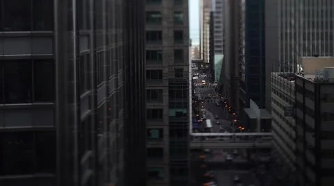 Chicago Downtown Tilt Shift Stock Footage 63169898