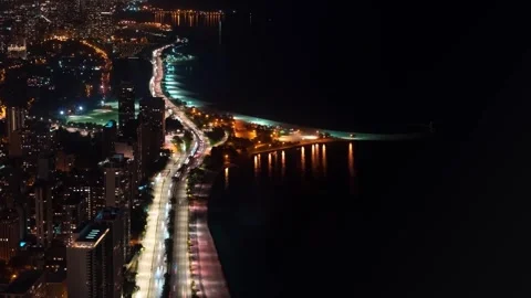 Chicago Downtown Time-Lapse Sunset, Chicago Night Cars Timelapse At Dusk video, Stock Footage 274512164