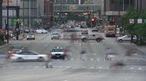 Chicago Downtown Traffic - Time Lapse Stock Footage 8576809