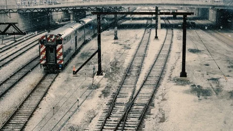 Chicago Downtown Winter Time Stock Footage 87141969