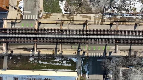 Chicago Drone: West Side CTA Green Line "L" Train Tracks, Garfield Park 4K Stock Footage 327819908