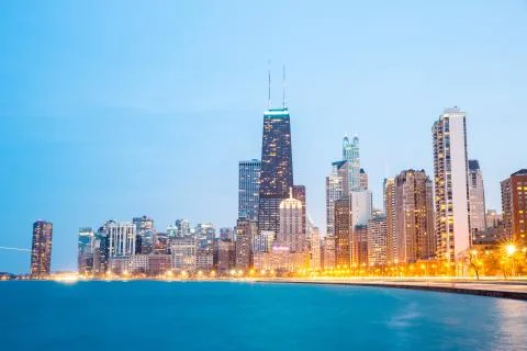 Chicago at dusk Stock Photos