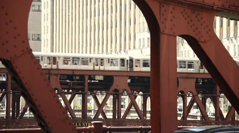 Chicago El - over bridge Stock Footage 37466715