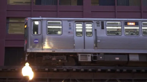 Chicago El Subway Train going Past with no Sound Stock Footage 94152750