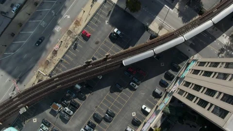 Chicago El Train Aerial Video stock 142242796