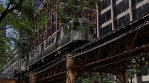 Chicago El Train Passes Overhead Stock Footage 32712506