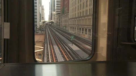 Chicago-El train-rail tracks looking rear Video stock 46240441