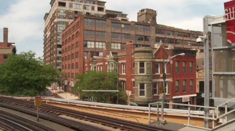 Chicago-El train-rails cu, reveal neighborhood 스톡 동영상 46253398