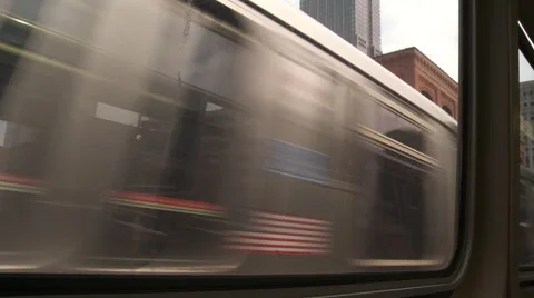 Chicago-El train-window, train passes, pov Vídeo Stock 46251182