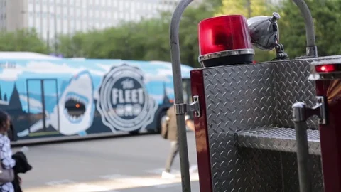 Chicago Fire Department. Fire engine light at scene of an emergency Stock Footage 82548930