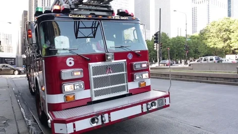 Chicago Fire Department. Fire engine at the scene of an emergency Stock Footage 82548947