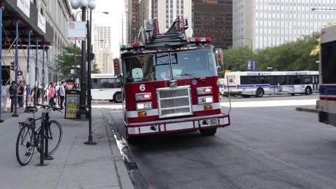 Chicago Fire Department. Fire engine at the scene of an emergency Stock Footage 82548967