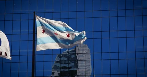 Chicago Flag Stock Footage 116671586