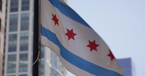 Chicago Flag Slow Motion (RED Dragon) 库存影片 106141886