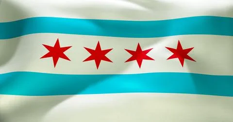 Chicago flag waving high resolution 10K+ size Stock Illustration